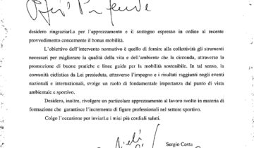 La lettera del Ministro Costa al Presidente Di Rocco
